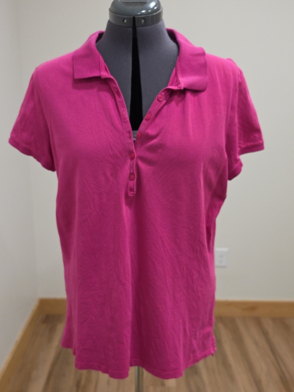 jcpenney Women's Bright Pink Short-Sleeve Button-Down Polo